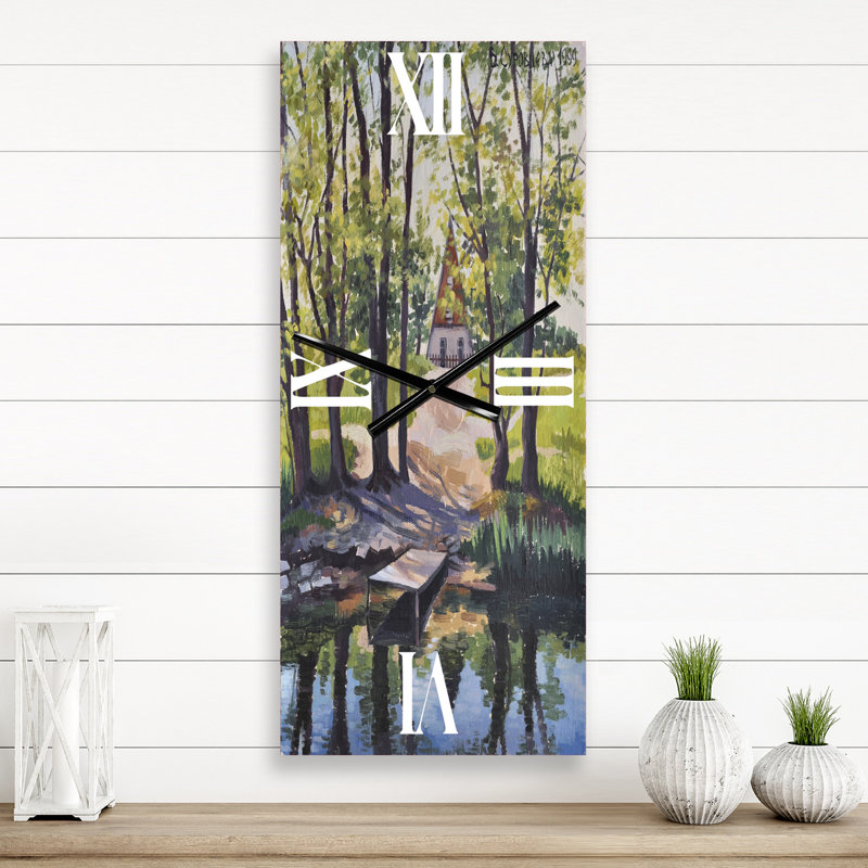 Mystérieuse maison au bord de la rivière dans les bois - Horloge murale Lake House, Petit