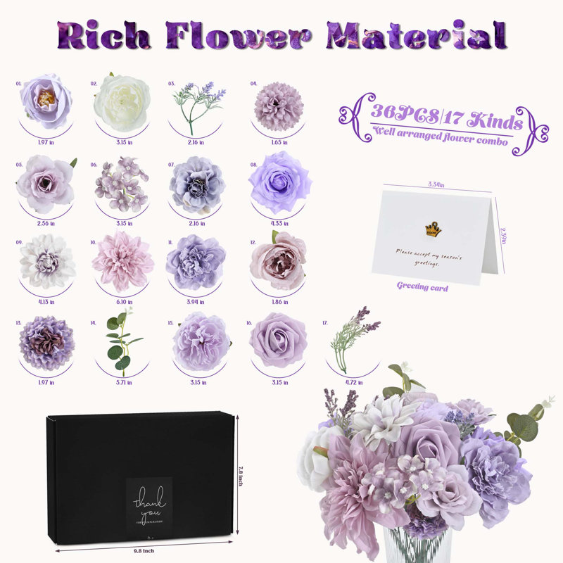 Boîte combinée de fleurs artificielles pour bricolage mariage bouquet de douche