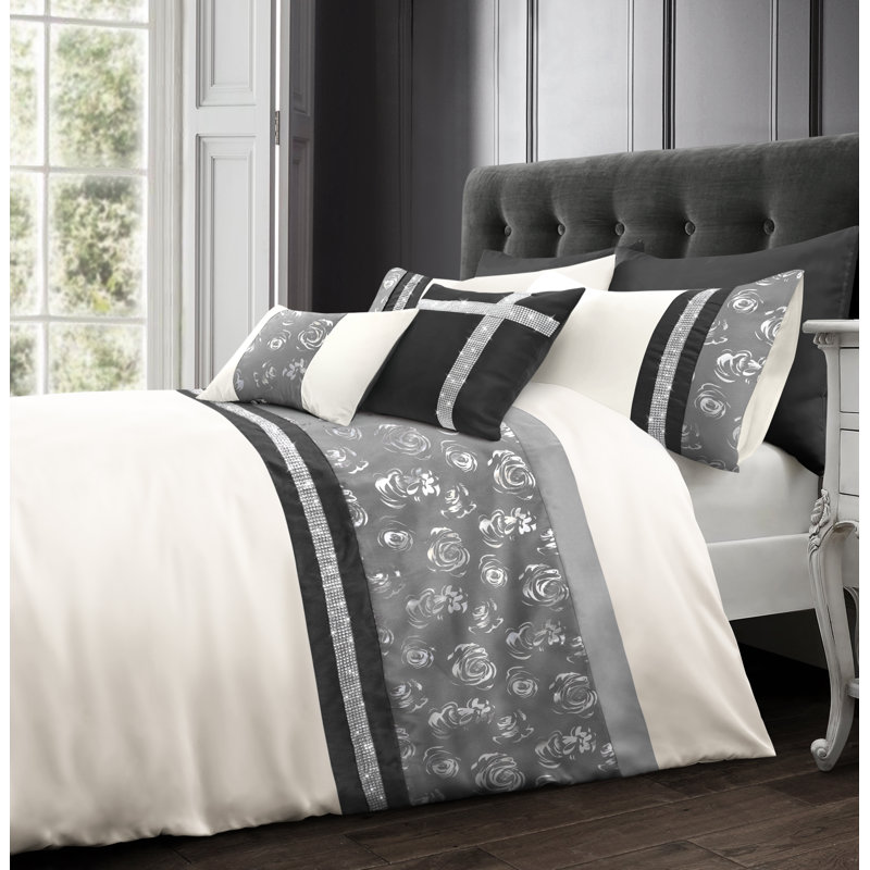 Ordan Abstract Duvet Cover Set, King, Grey
