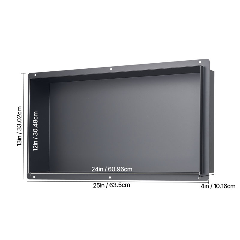 Shower Niche 13 x 25 x 4 inch Frameless Recessed Shelf Stainless Steel