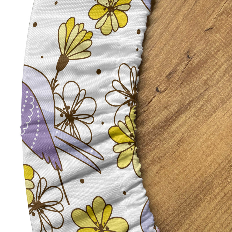 Ambesonne Spring Fitted Round Tablecloth Mauve Brown Mustard, 51.97" Round