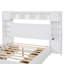 Lit en bois avec armoire, tablette et prises tout-en-un