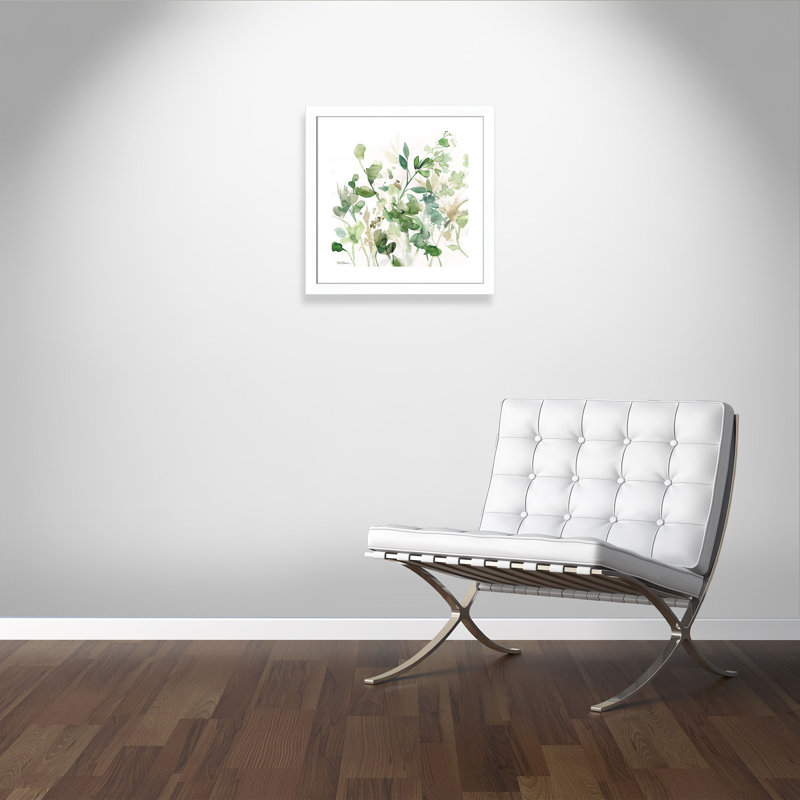 « sage jardin i », reproduction de peinture à l’aquarelle encadrée, H 25 po x l 25 po x P 1,25 po, Blanc mat