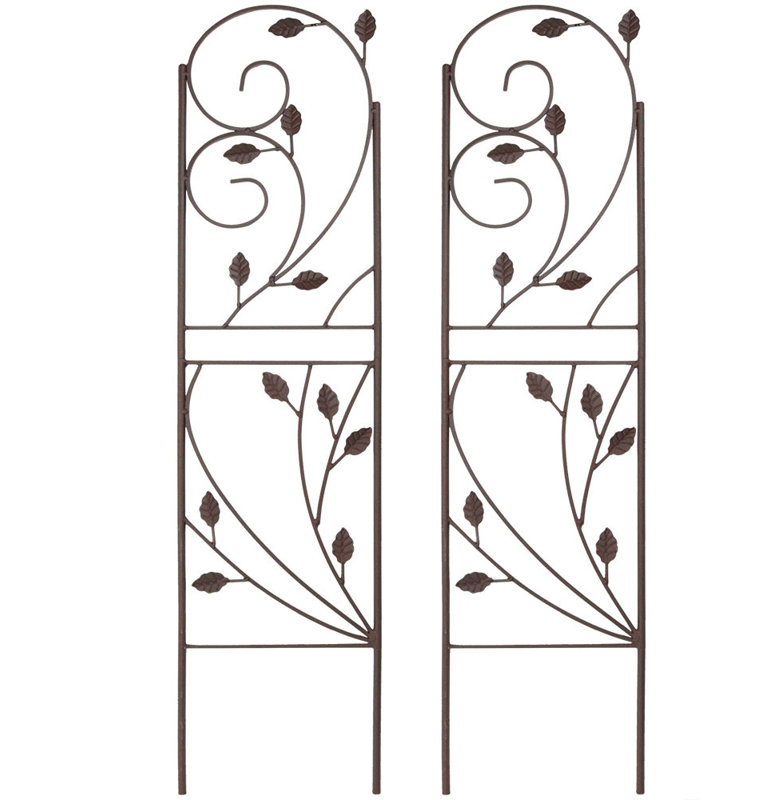Rustic Brown Metal Garden Trellis Set for Climbing Plants