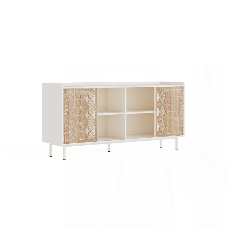 Armoire en bois massif de style Mid-Century avec porte coulissante Sicotas