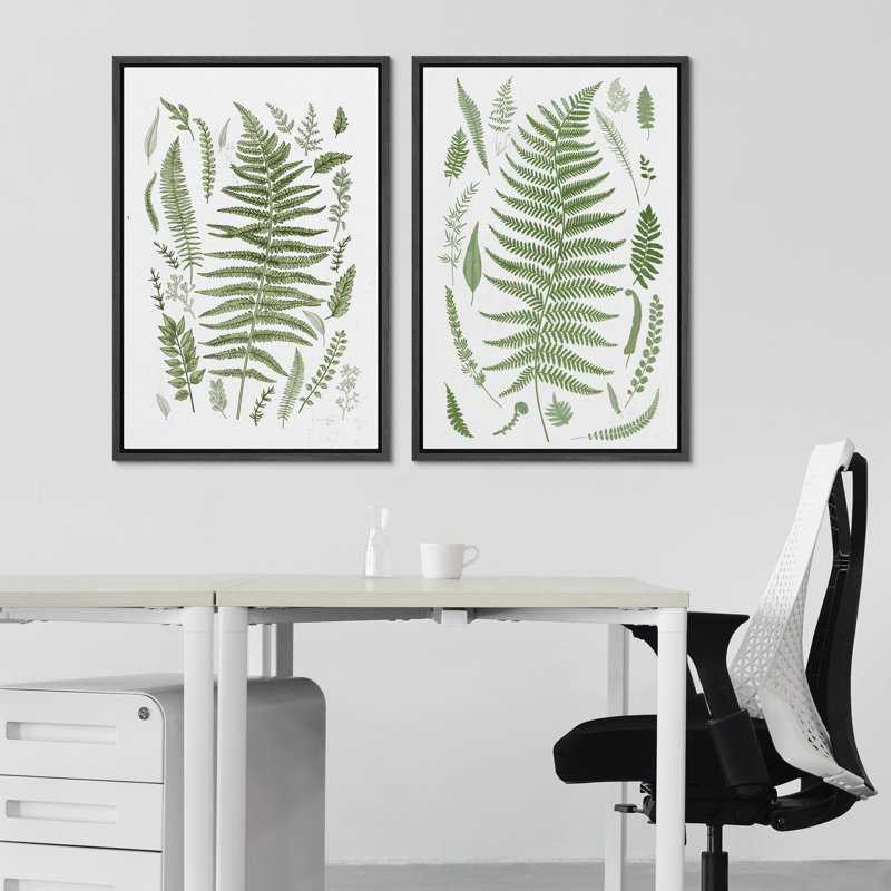 «Herbal Silhouettes Botanical Modern Art», œuvre d'art murale 2 pièces, Noir, H 24 po x l 16 po