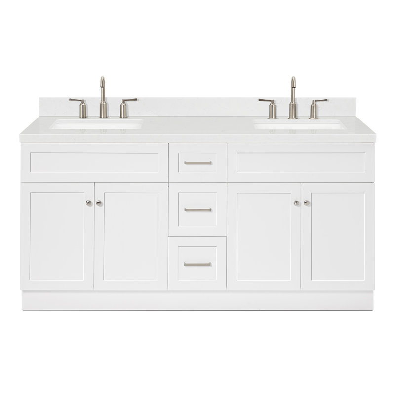 Hamlet 72.25'' Bathroom Vanity with Carrara Quartz Top, White
