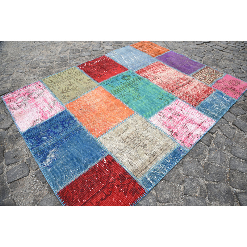 Tapis turcs, tapis 5 pi x 6,3 pi, tapis neutre, tapis géométrique, tapis bohème, tapis rouge, tapis rétro