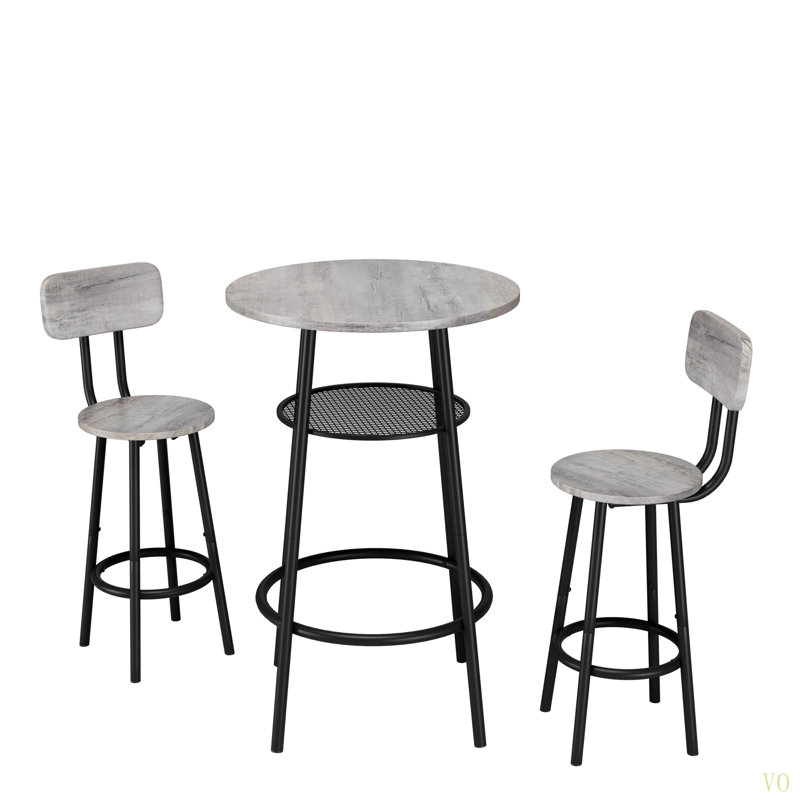 Ensemble de 3 tables de bar rondes avec dossier et cloison, petite table de salle à manger pour 2 personnes, table de petit-déjeuner et 2 tabourets pour la cuisine et la salle à manger