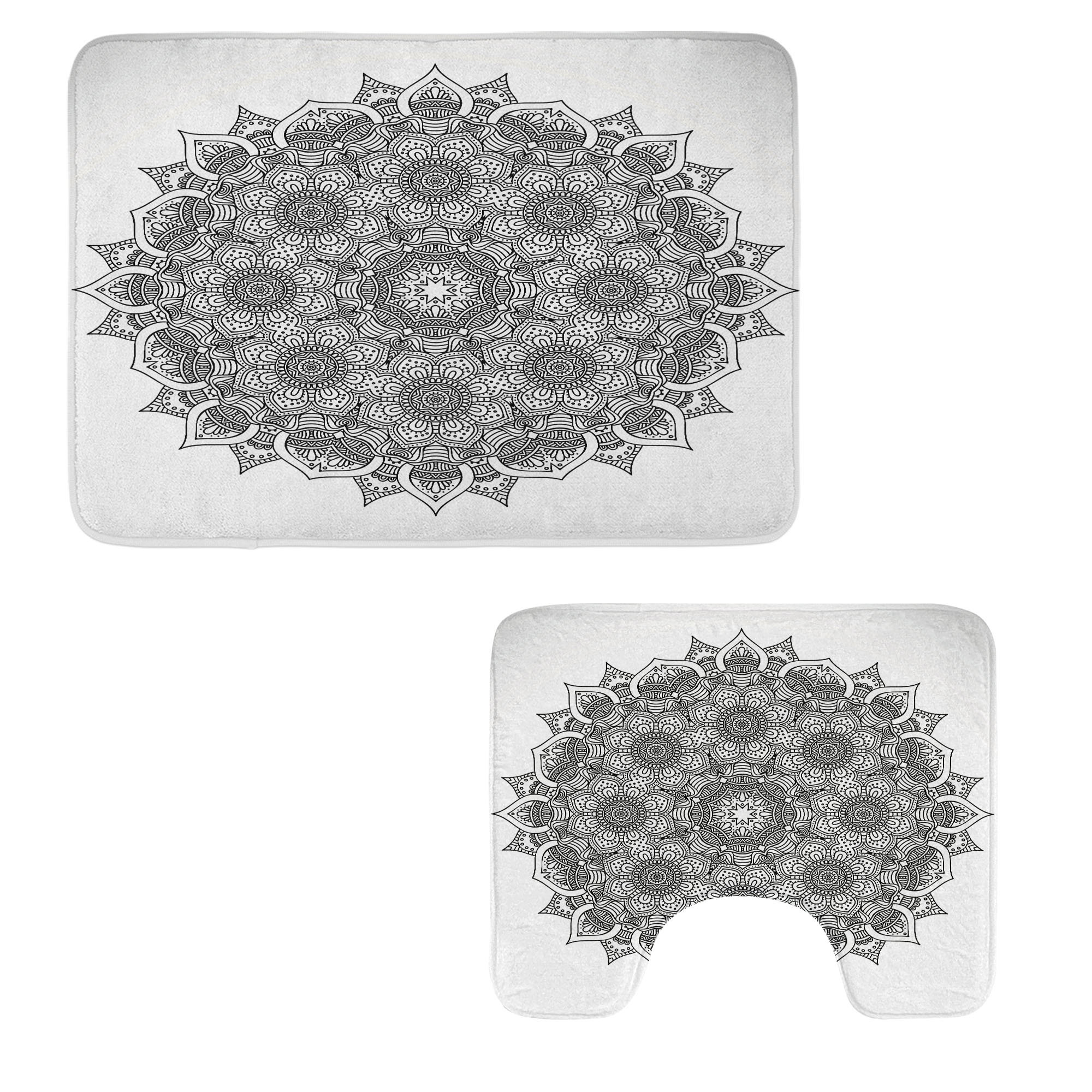 Dakota Fields Black Bathroom Rug Set 2 Pieces Rectangle & Contour Mats ...