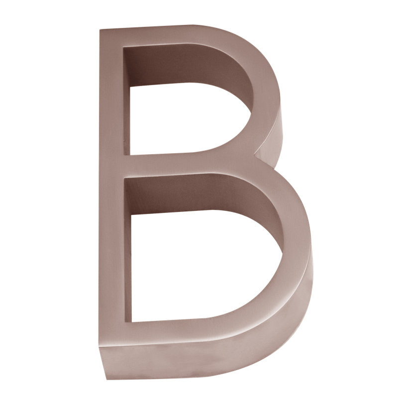 5" Floating Mount House Letter, B, Satin Stainless Steel