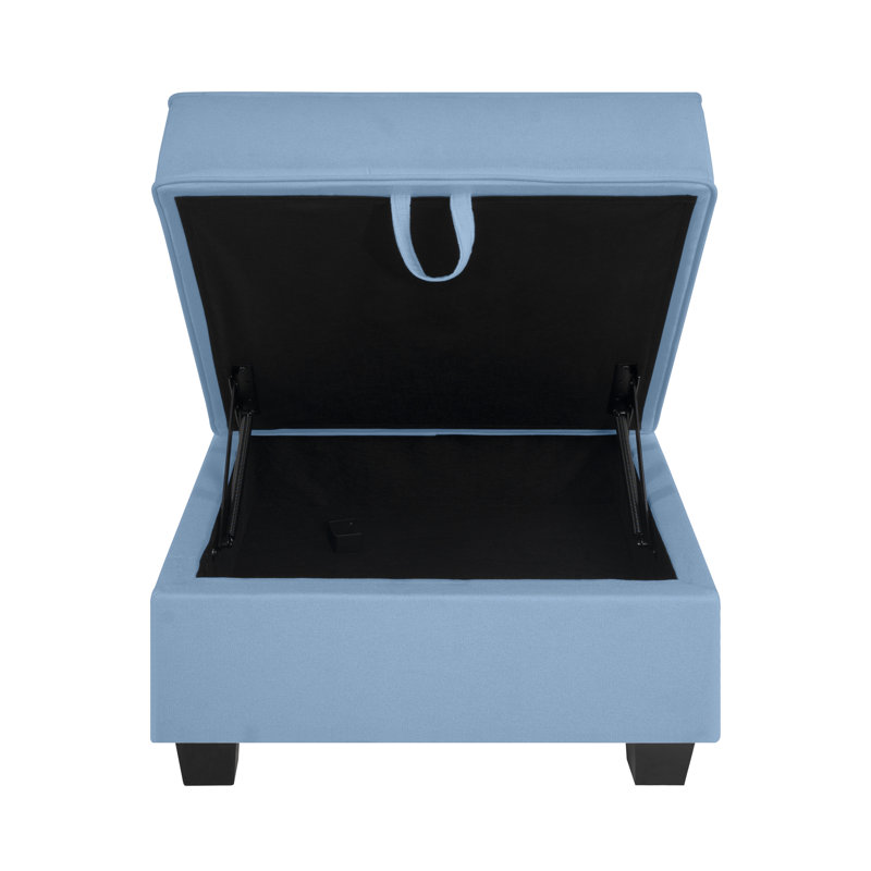 Causeuse modulaire avec canapé-lit double Baharé, Robin 100% lin bleu œuf