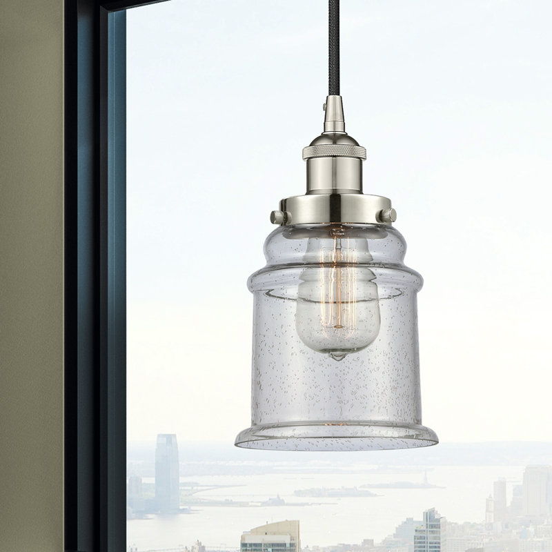 Luminaire suspendu cylindrique à 1 lumière Amiriya, H 11 po x l 6 po x P 6 po, Nickel poli