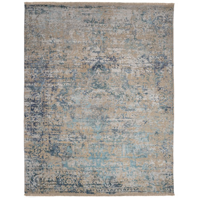 Wool Abstract Area Rug in Blue