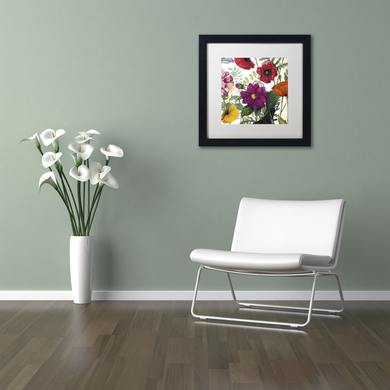 Colorful Floral Acrylic Painting on Canvas with Black Frame