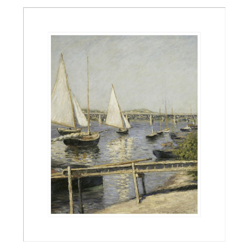 Voilier à Argenteuil par Gustave Caillebotte - Reproduction giclée encadrée, H 20,39 po x l 17,75 po