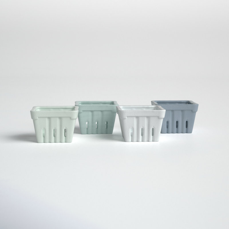 Ceramic Food Storage Container, White/ Gray/ Green/ Pale Green
