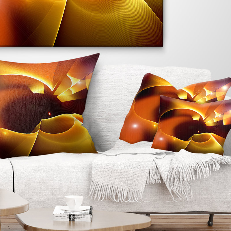 Motif fractal jaune chaud et rouge - coussin imprimé abstrait
