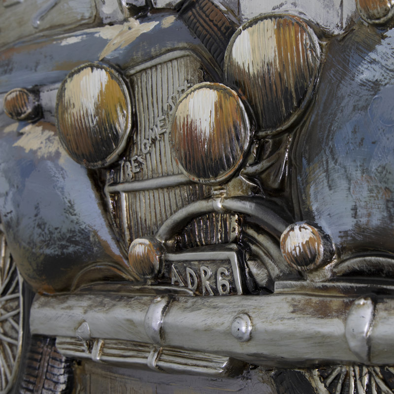 « blue rétro voiture », reproduction sur bois gris/bleu