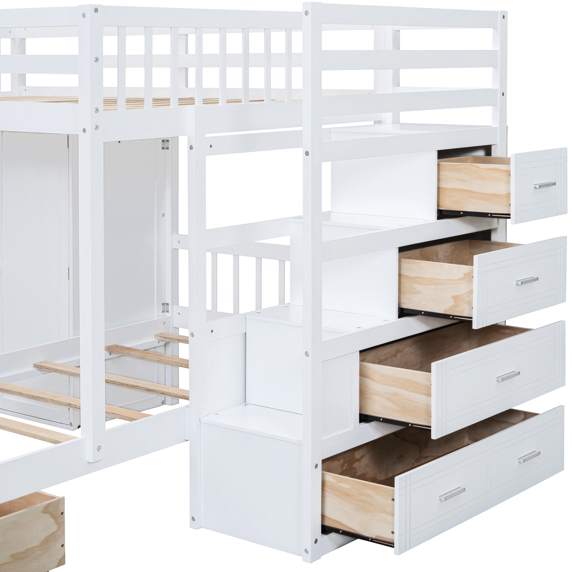 Alwyn Home White Bunk Bed With Effective Storage - Enhance Your Space ...