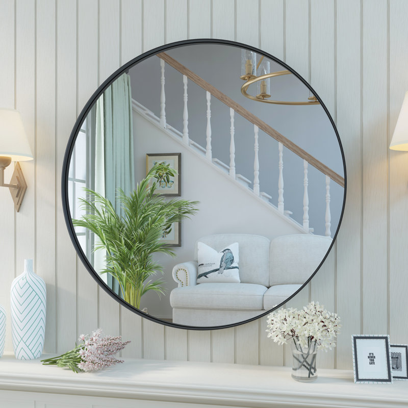 Metal Rectangle Wall Mirror, 36" H x 36" W, Classic Black