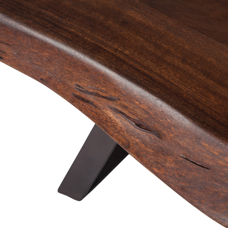 London Loft Solid Wood Dining Bench, Walnut/Antique Zinc, 18.5" H x 90" W x 18" D