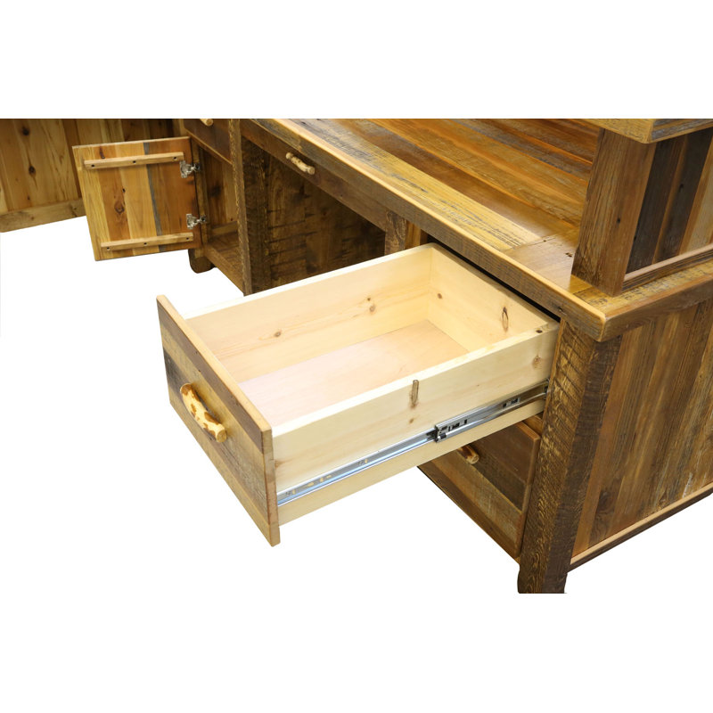 Naithen L-Shaped Wood Reception Desk with Filing Cabinet