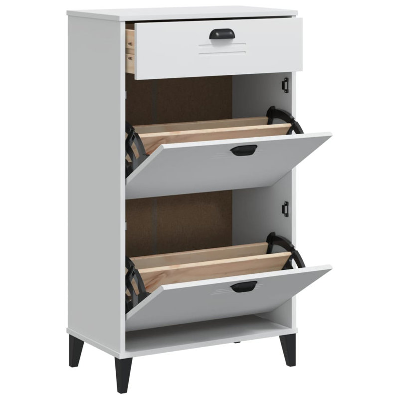 Armoire à chaussures Corrigan Studio® VIKEN - bois d'ingénierie blanc
