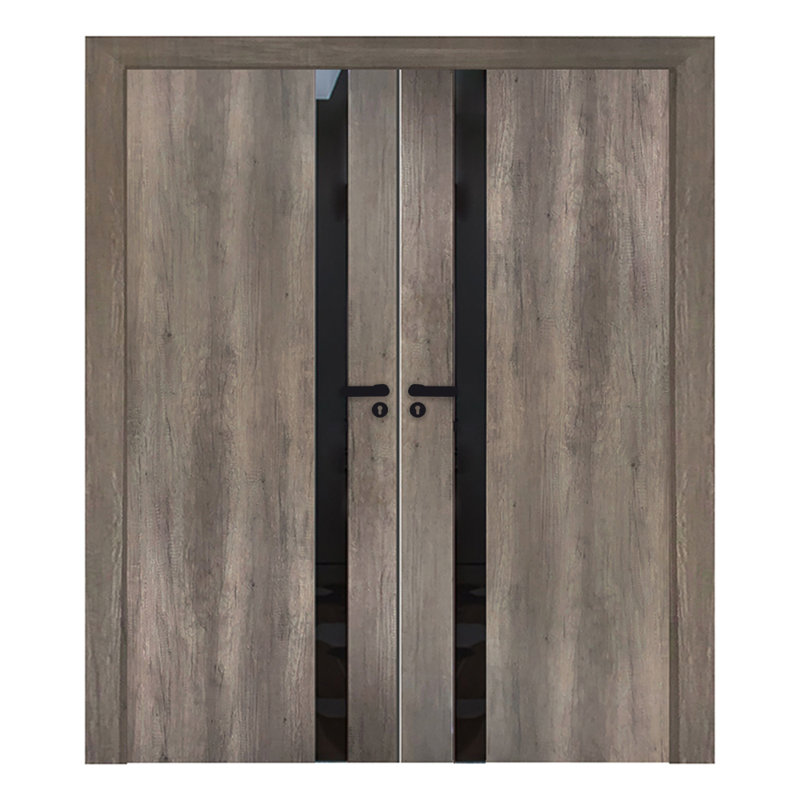 Porte standard en verre, PVC, vinyle et bois, 72 po x 80 po