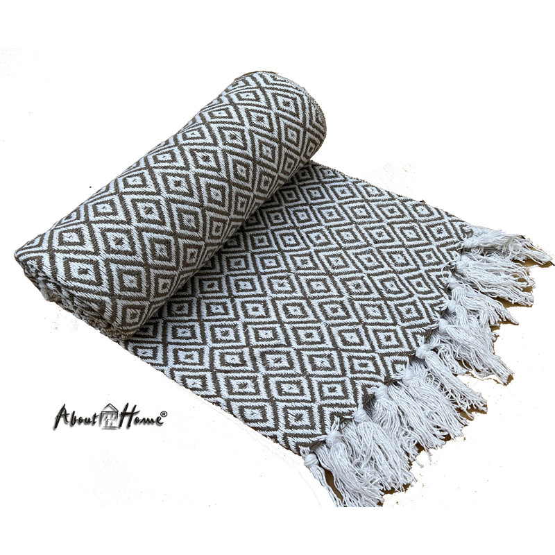 Cotton Throw, Beige, W228 x L254cm