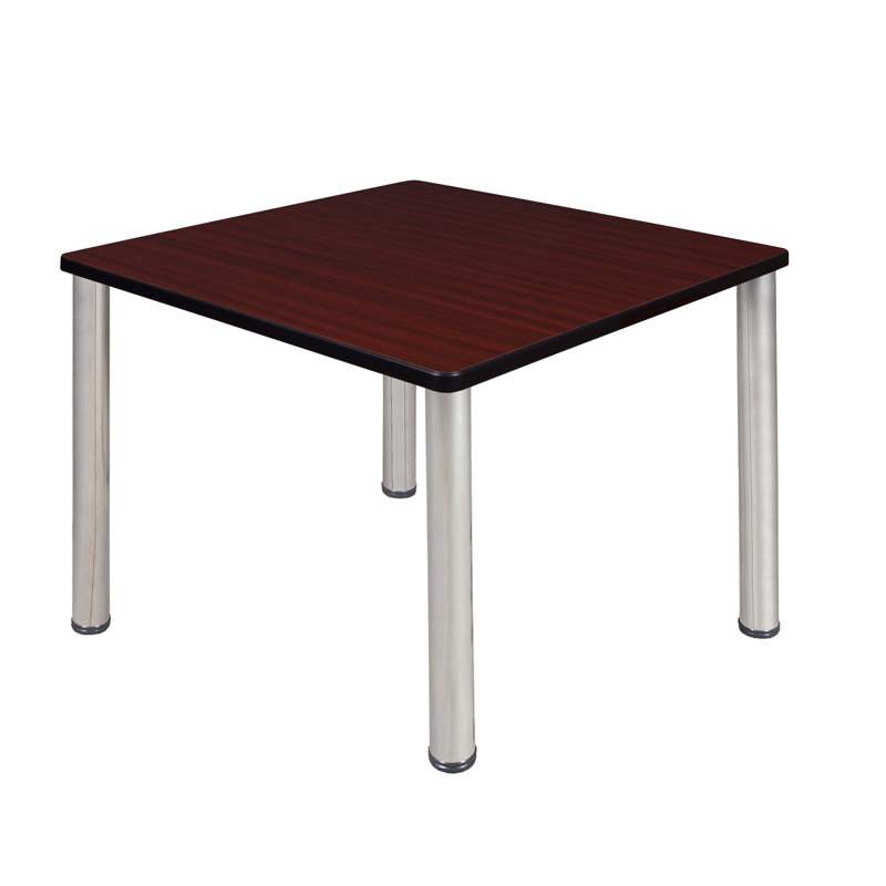 Plateau de table Kee, H 29 po x L 42 po x l 42 po, Acajou, Chrome