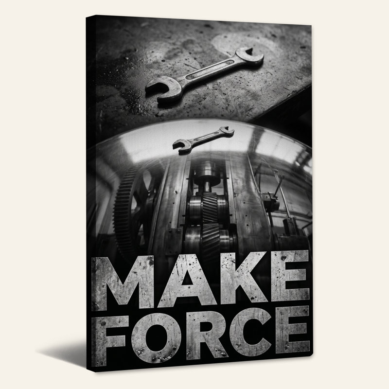 «Black and White Wrench and Gears With Make Force», art mural sur toile, H 30 po x l 20 po