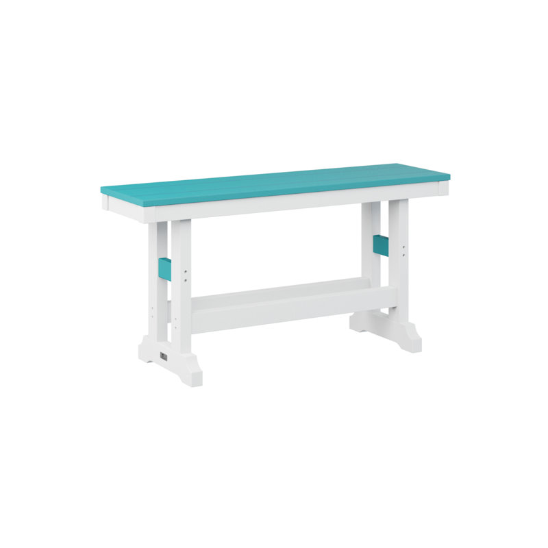 Garden Classic Outdoor Bench, Aruba Blue/White, 23" H x 44" W x 12.5" D