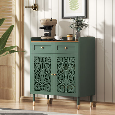 Carved Buffet Sideboard Cabinet , Coffee Bar Cabinet 1 Drawer &2 Doors by Winston Porter
