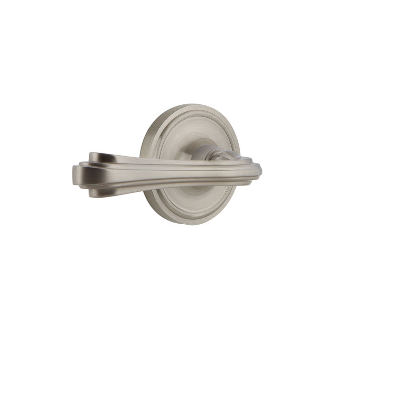 Classic Rosette Passage (Hall & Closet) with Fleur Lever, 2.75", Satin Nickel, Left