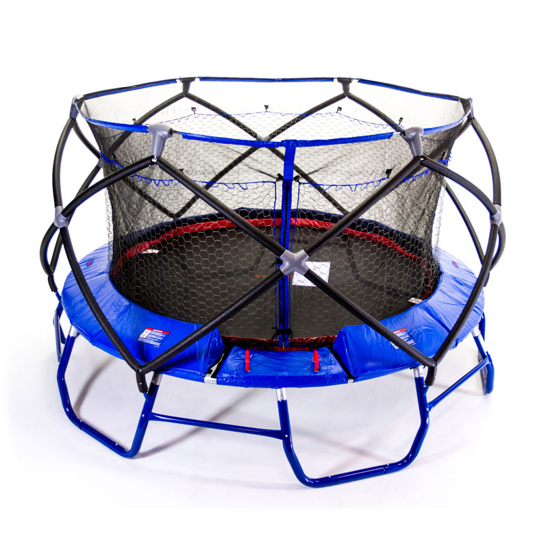 Monxter Round Backyard Trampoline with Trampoline Handlebar with Safety Net Enclosure