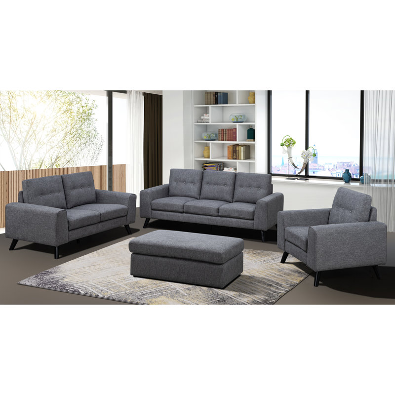 Causeuse à accoudoirs carrés 61,5 po Chenille, Gris chenille