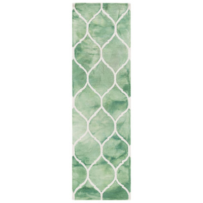 Coleman Hand Tufted Wool/Cotton Geometric Rug in Green/Ivory