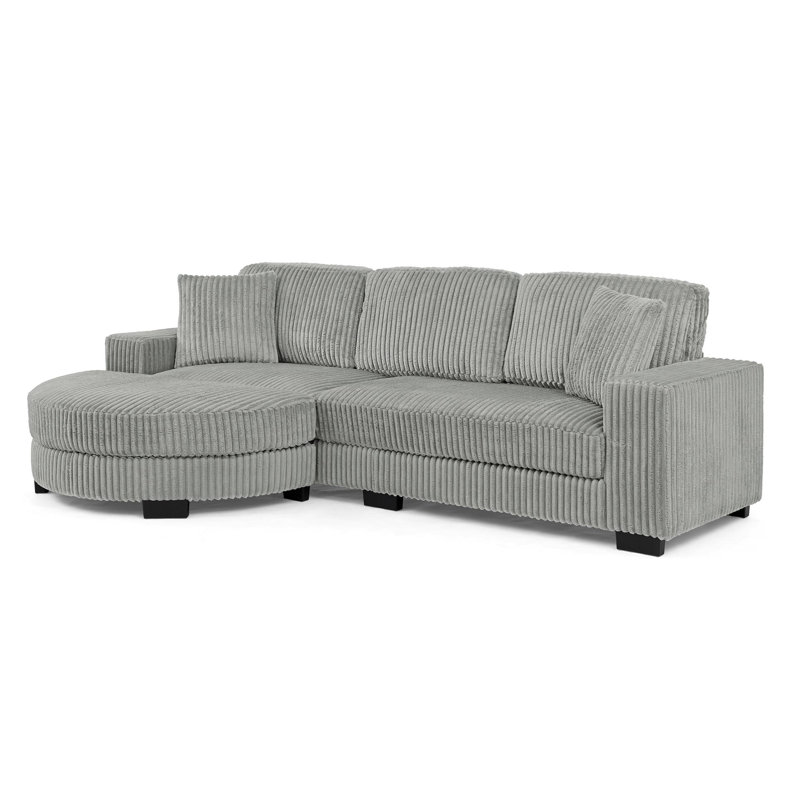 Canapé-lit modulaire rembourré en velours Corduroy, Velours côtelé gris