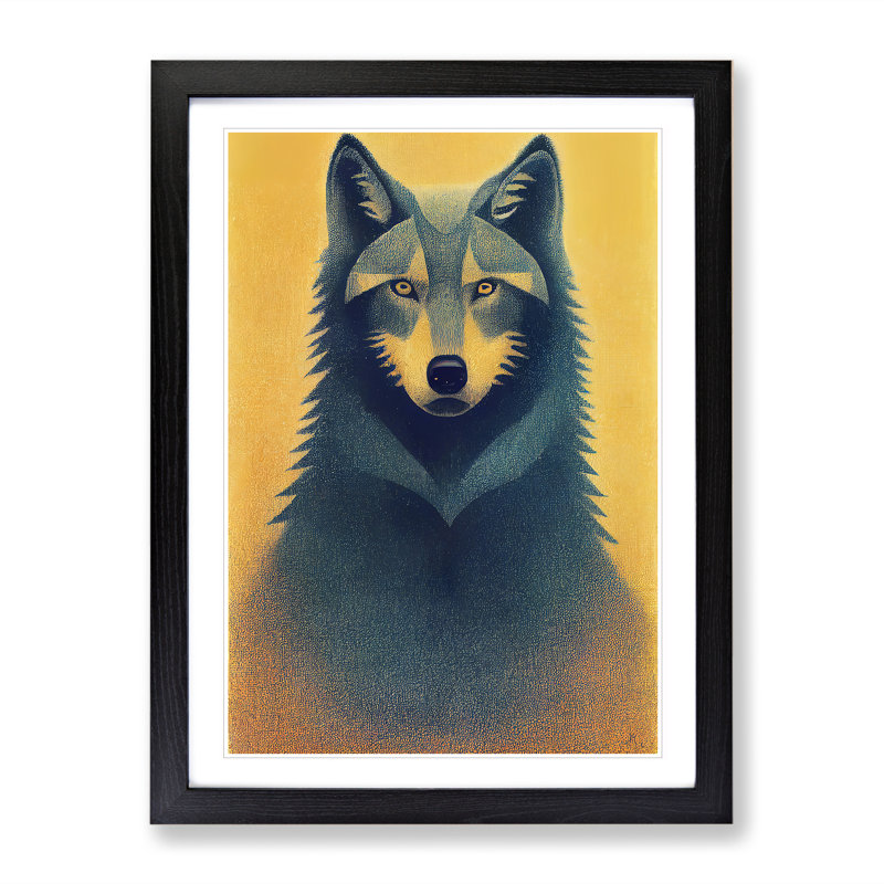 Retro Wolf - Framed Print, Black Framed, 46cm H x 34cm W x 2cm D