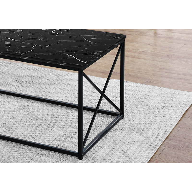 Ensemble de table, ensemble de 3 pièces, café, bout, côté, décor, salon, stratifié aspect marbre noir, métal noir, contemporain, moderne
