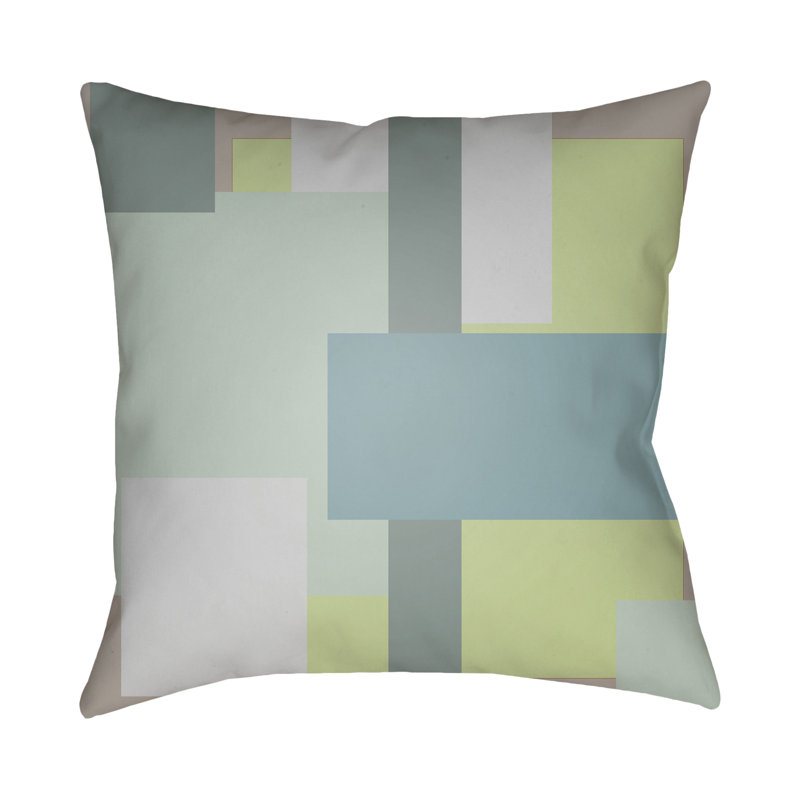 Moderne Geometric Outdoor Throw Pillow, 18" H x 18" W x 4" D, Pink / Orange / Purple