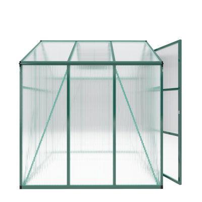 Serre en aluminium robuste avec panneaux en polycarbonate de 4 mm, base surélevée et trousse d'ancrage