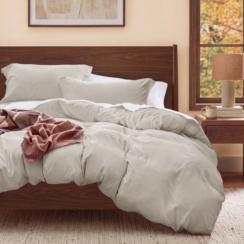Housse de couette en microfibre très grande taille - ensemble de literie très douce en coton prélavé (ensemble de 3), Lin lin