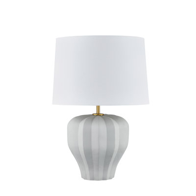 Allison 30" Ceramic Table Lamp with Fabric Shade, White/Gray