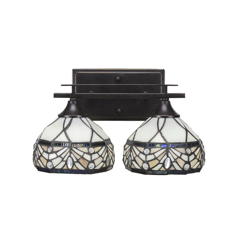 Uptowne 2 Light Bath Bar Shown In Dark Granite Finish With 7" Ivory Cypress Art Glass, Royal Merlot