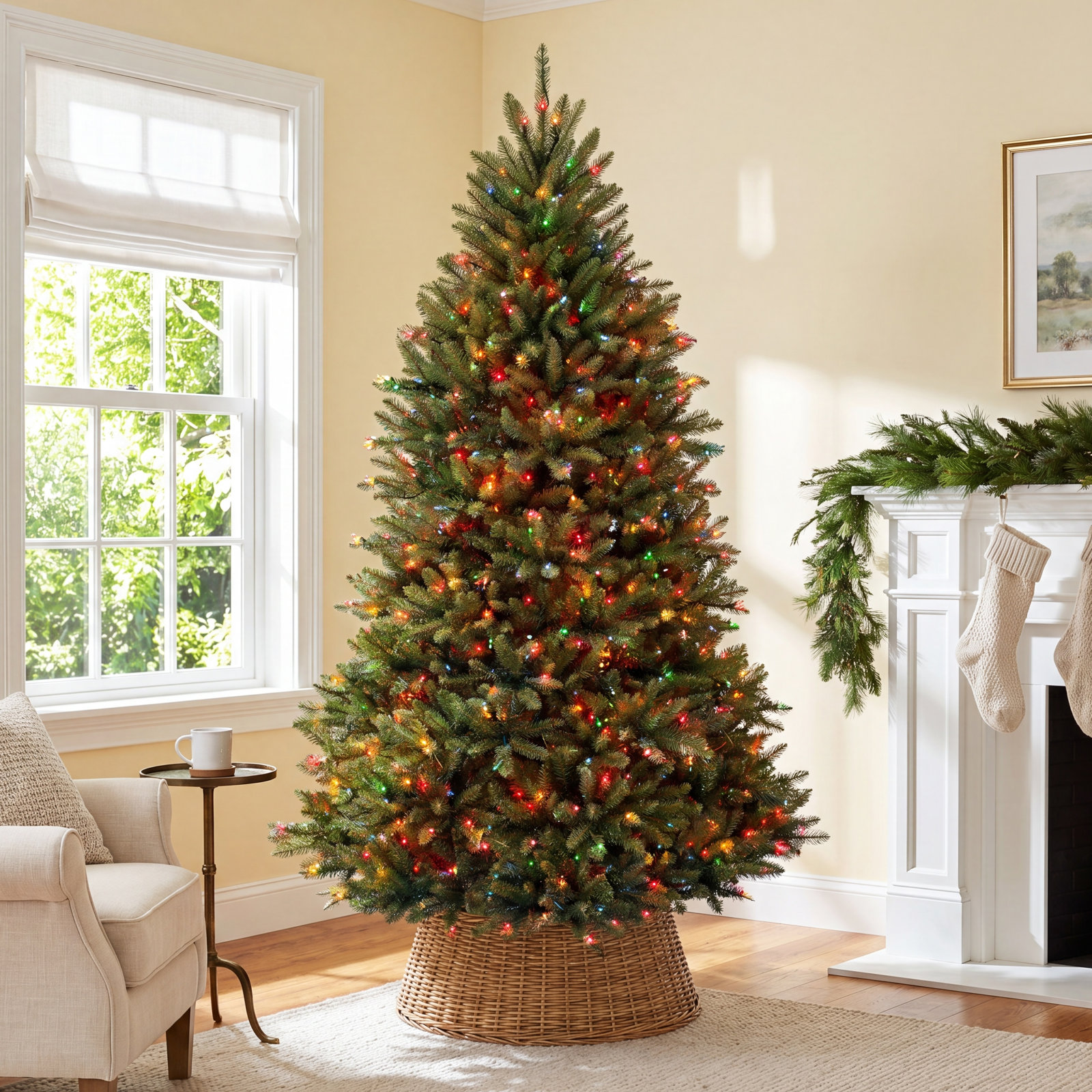 Pre-Lit Fir Christmas Tree, 7' H