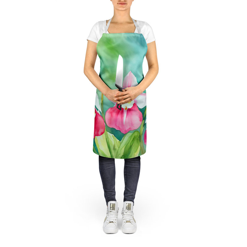 Iris du Tennessee en tablier aquarelle, Pantoufles pour femmes du Minnesota - rose et blan