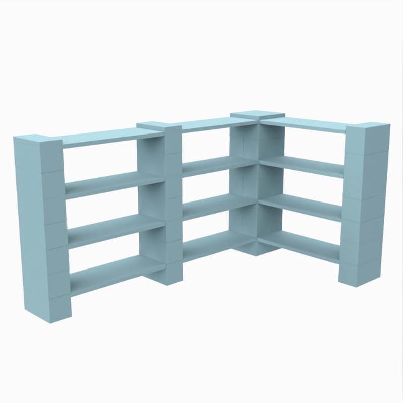 Étagère de coin double à 4 niveaux, Bleu clair