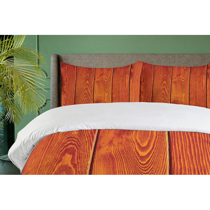 Rustic Polyester Duvet Cover, Twin Duvet Cover + 1 Sham, Hills Trees and Birds